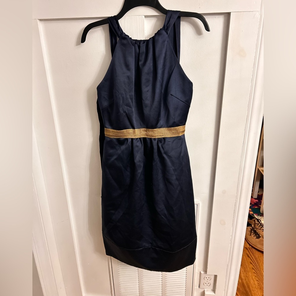 Vera Wang Maids Dress Womens Size 6 Blue Satin Short Bridesmaid Wedding
